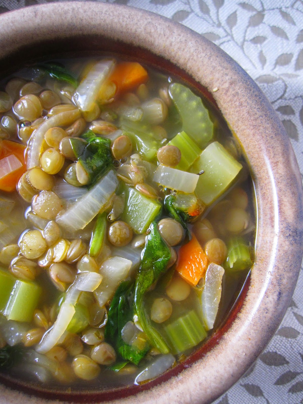 Easy Spicy Lentil and Spinach Soup that is naturally vegan, gluten free and dairy free. This makes a nice, fuss free dinner recipe.