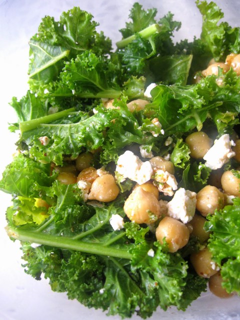 Feta Chickpea and Kale Salad