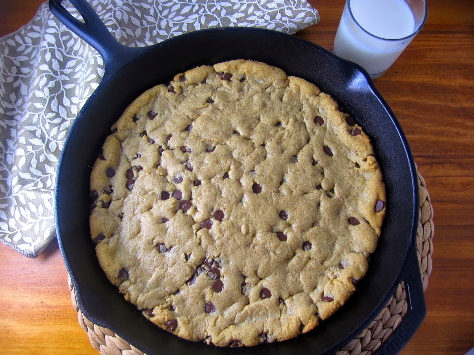 This Chocolate Chip Skillet Cookie is one of my favourite dessert recipes to make in a cast iron skillet! Made with whole wheat flour to make it heartier. 