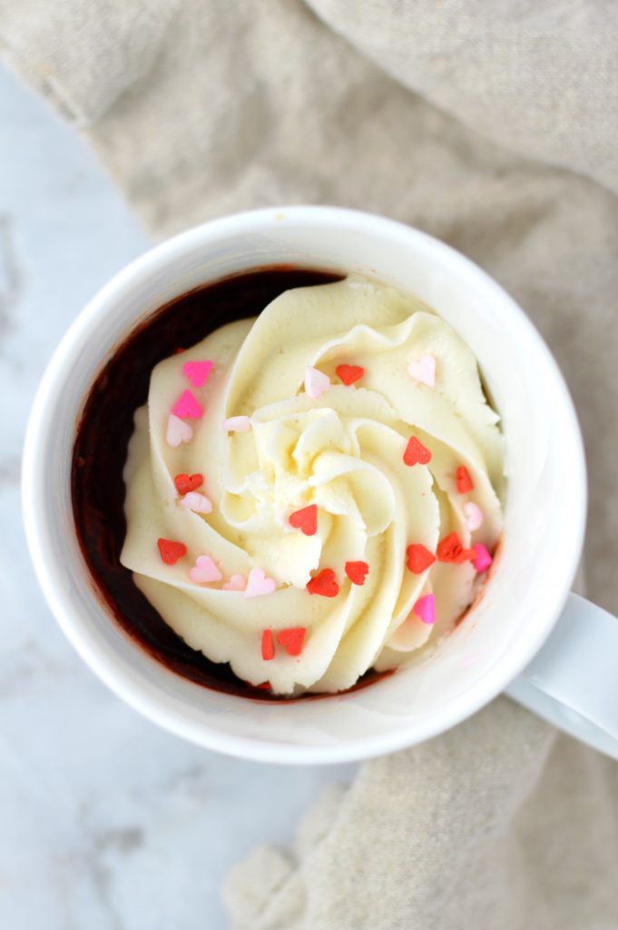 Red Velvet Mug Cake is the perfect personal dessert recipe for Valentine's Day. Make it for yourself or for your sweetie in less than 5 minutes.