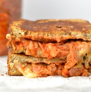 Kimchi Grilled Cheese Sandwich is the perfect lunch to use up any kimchi in your fridge. Made with only 4 ingredients.