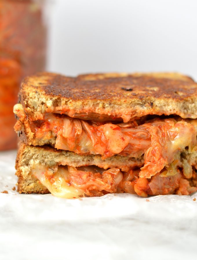 Kimchi Grilled Cheese Sandwich is the perfect lunch to use up any kimchi in your fridge. Made with only 4 ingredients.