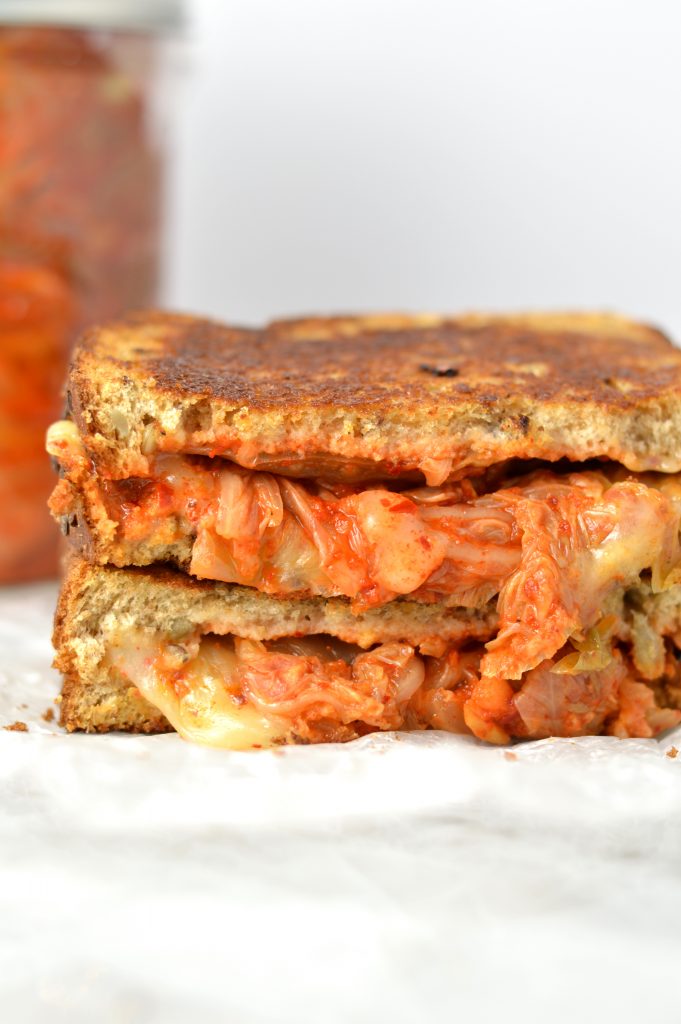 Kimchi Grilled Cheese Sandwich is the perfect lunch to use up any kimchi in your fridge. Made with only 4 ingredients.