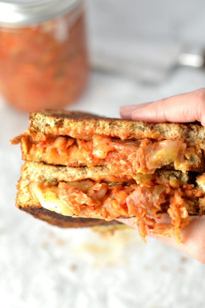 Kimchi Grilled Cheese Sandwich is the perfect lunch to use up any kimchi in your fridge. Made with only 4 ingredients.