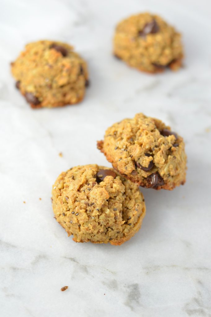 These Chia Seed Peanut Butter Oatmeal Cookies are my go-to grab and go breakfast. Made with oats and made decadent with the addition of chocolate chips.