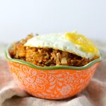 This Kimchi Fried Rice is so easy to make, and is a great way to use up your day old rice. Topped with a fried egg so that you can have some egg yolk sauce!