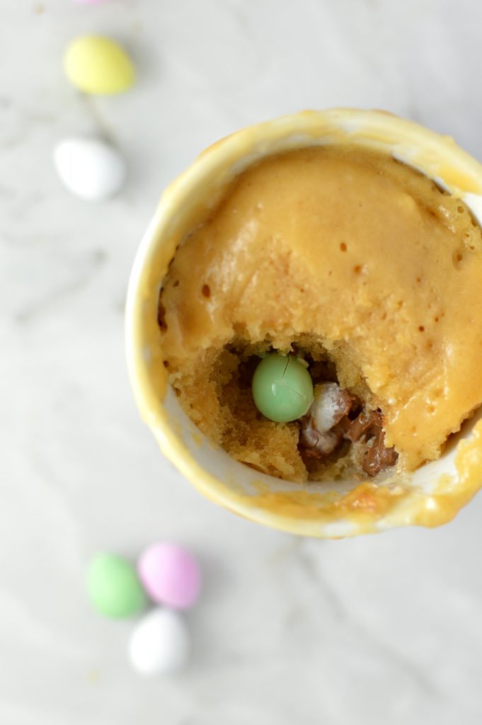 Peanut Butter Mini Egg Mug Cake is a quick and easy recipe that is perfect for Easter. Ready in under 5 minutes, this is a great last minute dessert recipe.