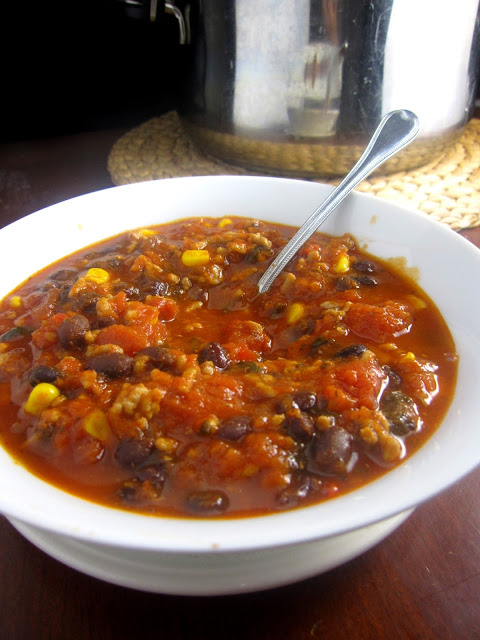 5 Ingredient Corn and Black Bean Chili that is so easy to make, it makes a great dinner recipe. You probably have all the ingredients in your pantry!