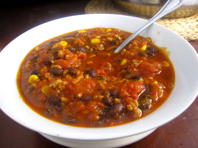 5 Ingredient Corn and Black Bean Chili that is so easy to make, it makes a great dinner recipe. You probably have all the ingredients in your pantry!