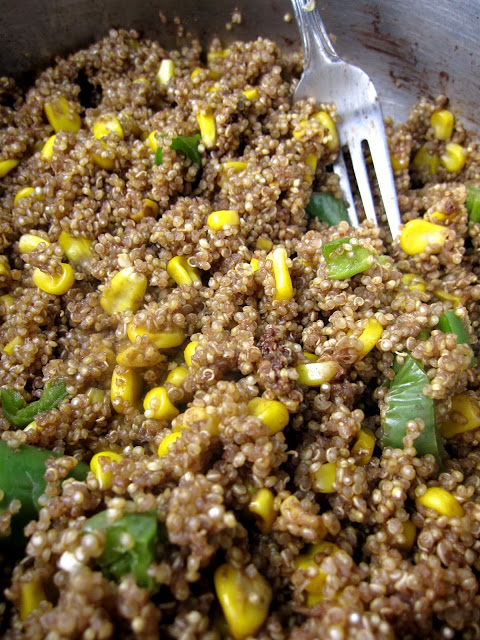 Jalapeno and Corn Quinoa that is made in under 30 minutes, it makes a healthy side dish or lunch that is loaded with flavour.