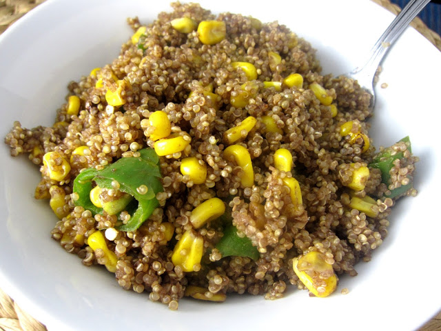 Jalapeno and Corn Quinoa that is made in under 30 minutes, it makes a healthy side dish or lunch that is loaded with flavour.