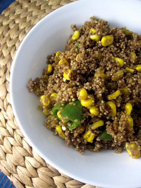 Jalapeno and Corn Quinoa that is made in under 30 minutes, it makes a healthy side dish or lunch that is loaded with flavour.