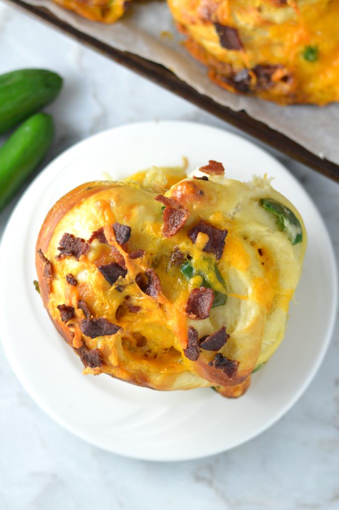 Bacon and Cheddar Stuffed Jalapeno Soft Pretzels