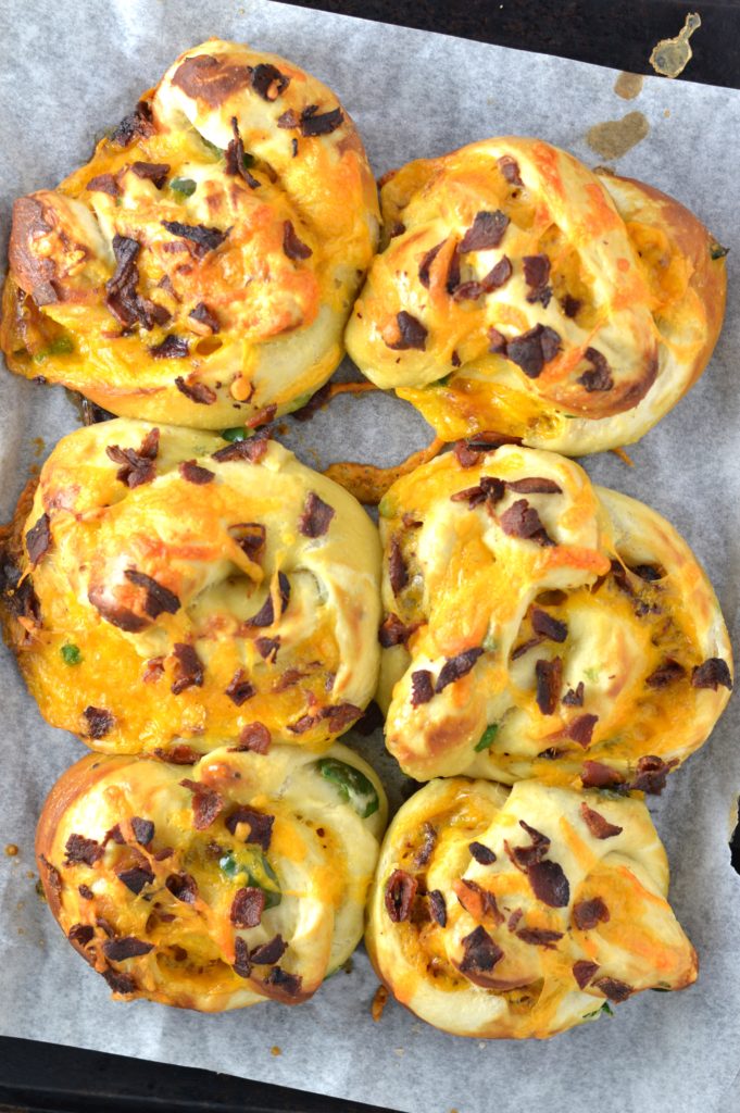 Bacon and Cheddar Stuffed Jalapeno Soft Pretzels