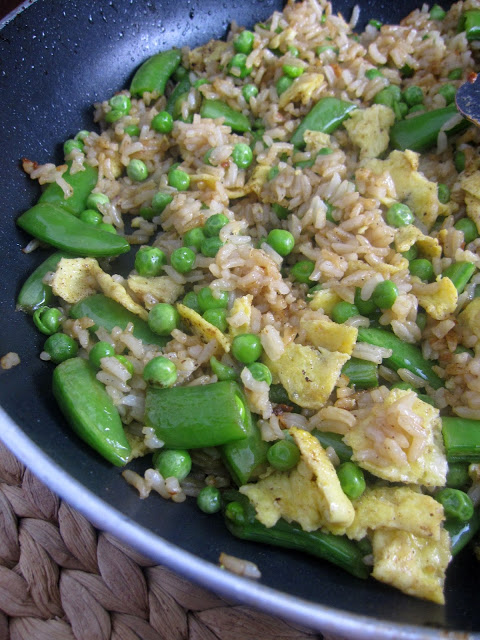 Fried Rice with Peas and Snap Peas is such an easy recipe to make at home for dinner. Put in any vegetables that you have on hand.