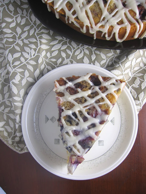 Fresh cherry coffee cake with cream cheese frosting makes the best dessert. It has fruit, so can we have it for breakfast too?