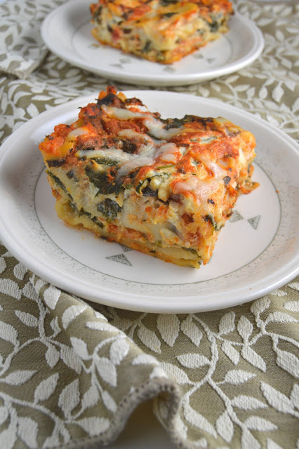 This spinach lasagna is loaded with ricotta cheese and spinach, making it total comfort food. It tastes even better as leftovers!