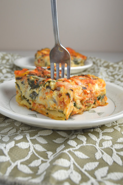 This spinach lasagna is loaded with ricotta cheese and spinach, making it total comfort food. It tastes even better as leftovers!