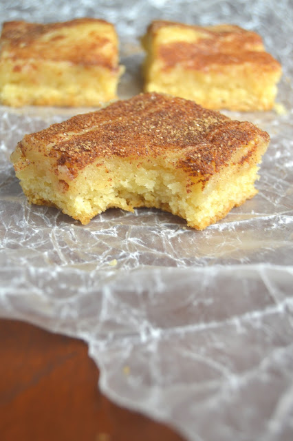 These gooey cinnamon squares are gooey on the inside, with a nice sturdy cookie crust. The cinnamon sugar sprinkled on top just sends these bars over the edge!