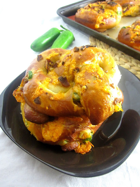 Bacon and Cheddar Stuffed Jalapeno Soft Pretzels