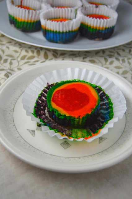 Mini Rainbow Cheesecakes just in time for St. Patrick's Day! These are so colorful and so much fun to make!