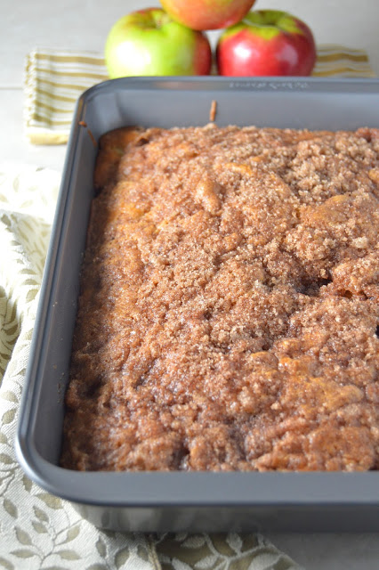  This apple coffee cake makes for a perfect breakfast or afternoon snack. Soft cake filled with apples, topped with crunchy cinnamon streusel.