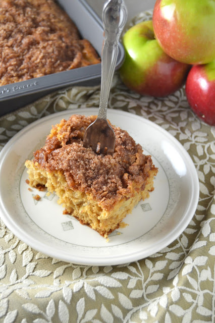  This apple coffee cake makes for a perfect breakfast or afternoon snack. Soft cake filled with apples, topped with crunchy cinnamon streusel.