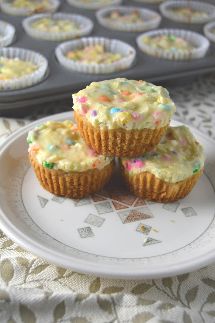 Perfectly proportioned white chocolate cheesecake cookie cups with sprinkles. Rich and sweet dessert idea.