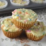 White chocolate cheesecake cookie cups with sprinkles