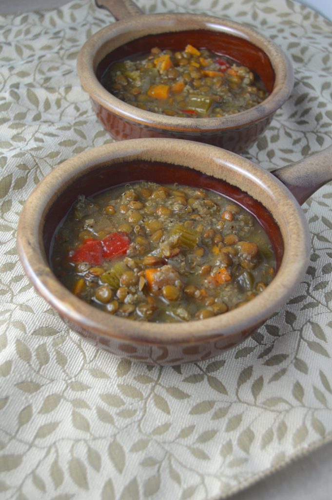 This slow cooker sweet potato and lentil soup can be made ahead of time and put in the freezer until you need it. Made in the Crockpot, which makes this the perfect weekday meal.