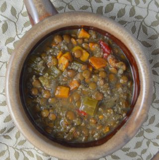 This slow cooker sweet potato and lentil soup can be made ahead of time and put in the freezer until you need it. Made in the Crockpot, which makes this the perfect weekday meal.