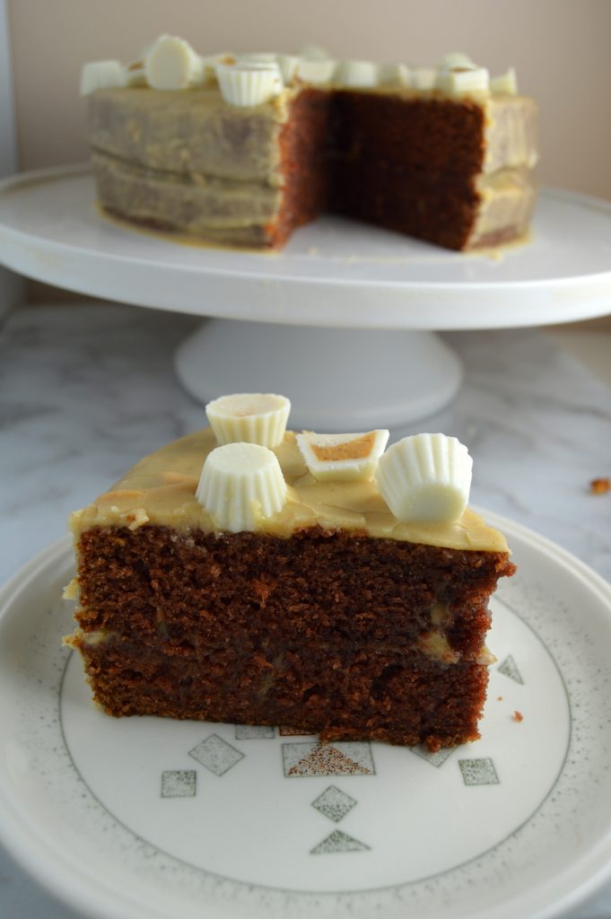 Chocolate Layer Cake with Peanut butter glaze.The perfect combination of chocolate cake and peanut butter glaze. Don't forget the peanut butter cups on top!