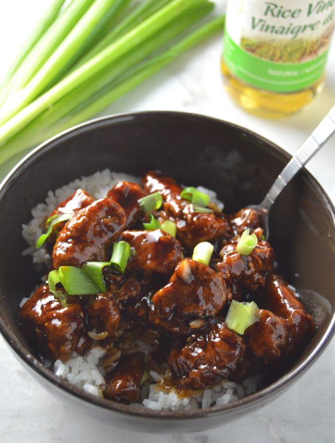 Skinny General Tso's Chicken that tastes way better than takeout! Baked, not fried.