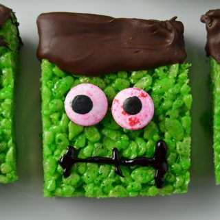 Frankenstein Rice Krispie Squares