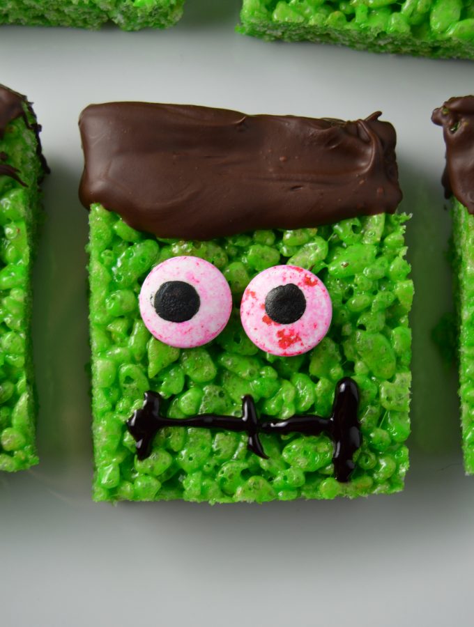 Frankenstein Rice Krispie Squares