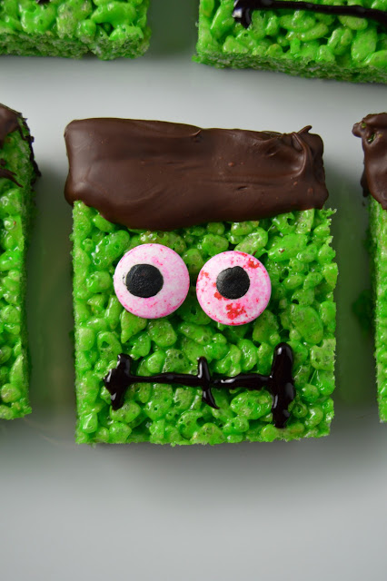 Frankenstein Rice Krispies Squares