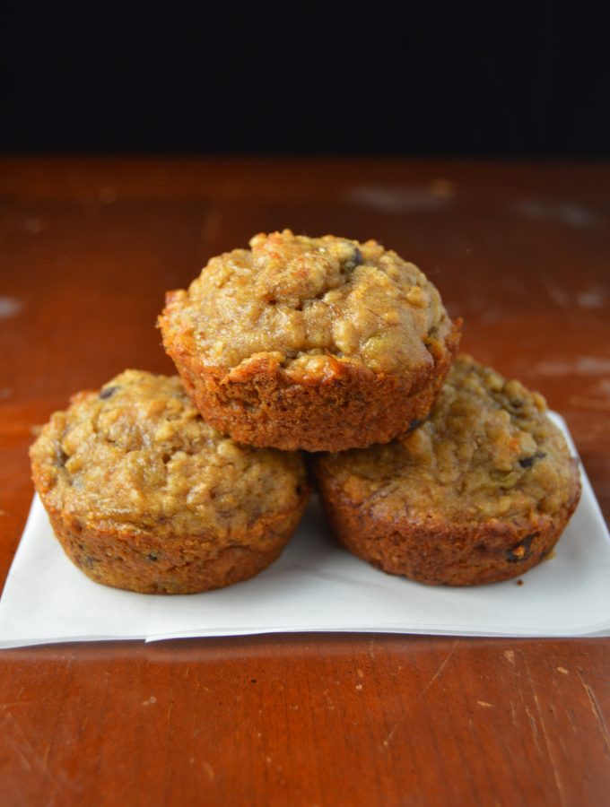 Peanut Butter and Banana Chocolate Chip Muffins