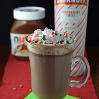 Bring out the holiday cheer with an adult version of a peppermint hot chocolate. Made with peppermint vodka and Nutella.