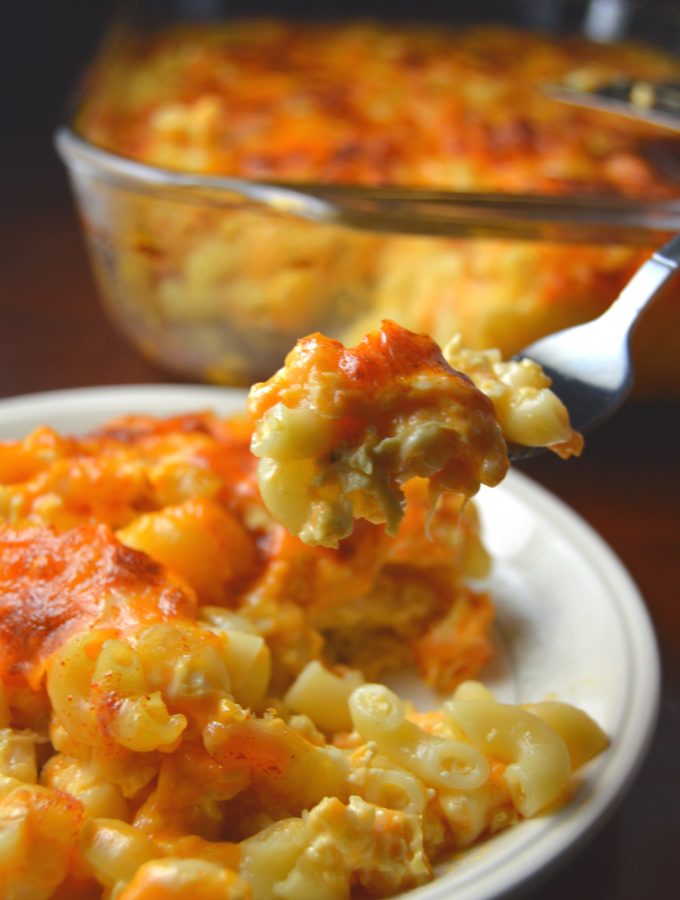 The best Baked Macaroni and Cheese packed with two types of cheese and cooked to perfection. So easy to make, this is a great weekday meal recipe the whole family will enjoy.