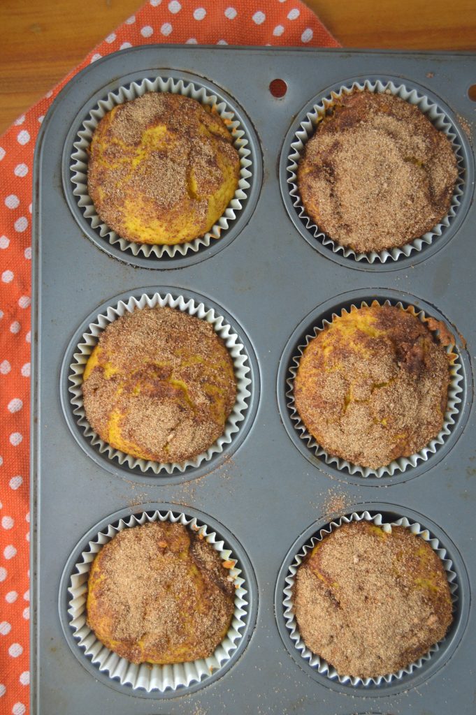 This is fall in a muffin: pumpkin and snickerdoodle mixed into one. So easy to make!