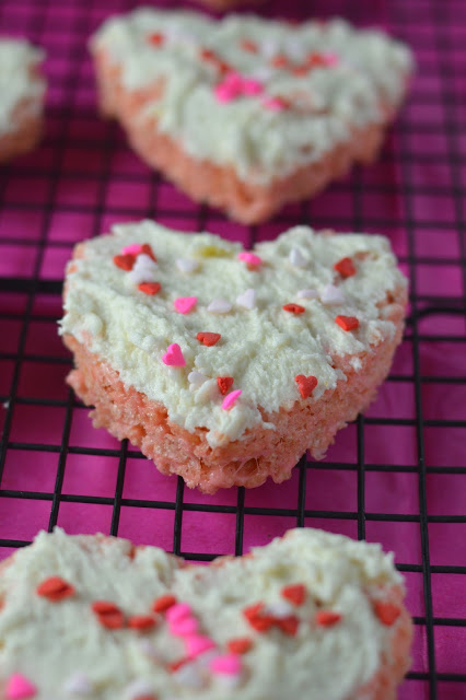 Rice Krispie Hearts with Buttercream Frosting