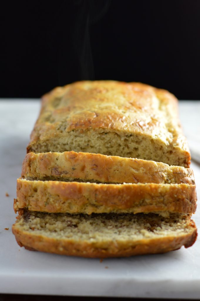 Super easy banana bread recipe made with hemp hearts. Butterless and healthy so you can feel good about taking another slice.