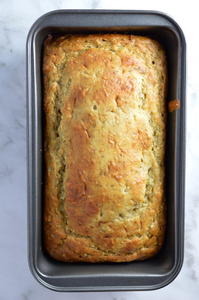 Super easy banana bread recipe made with hemp hearts. Butterless and healthy so you can feel good about taking another slice.