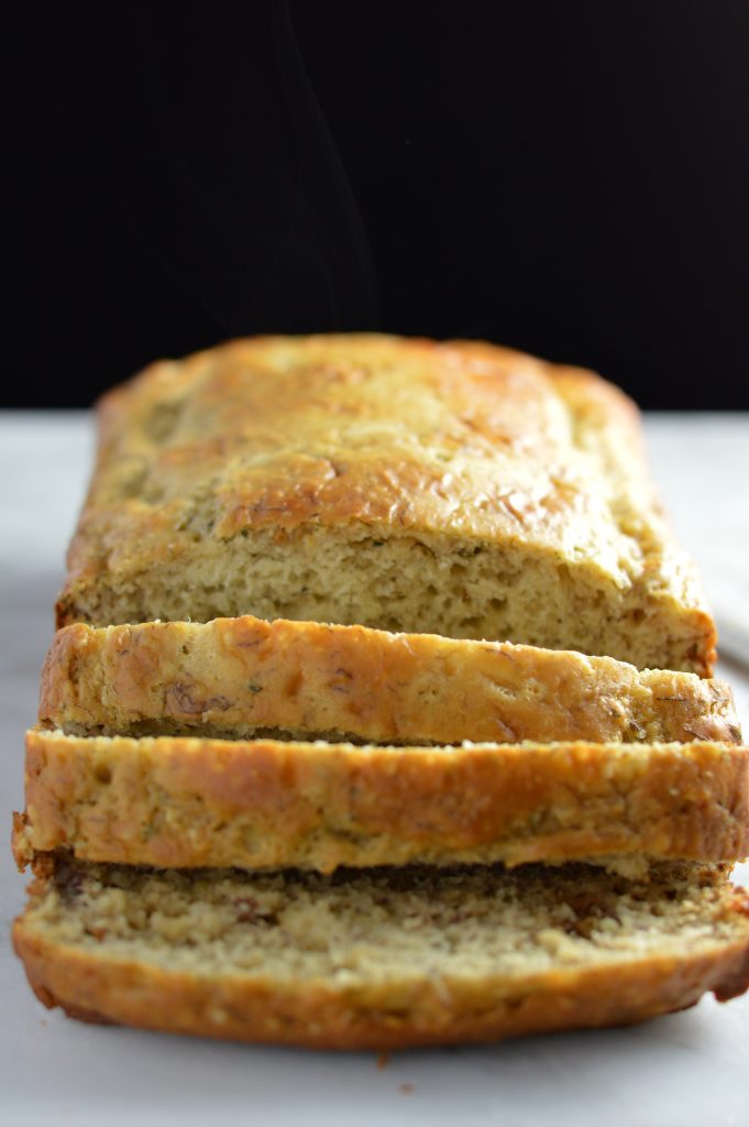 Super easy banana bread recipe made with hemp hearts. Butterless and healthy so you can feel good about taking another slice.