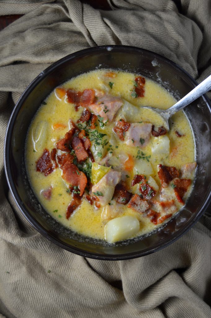 This soup is a great recipe to make to use up your leftover ham. So cheesy and comforting.