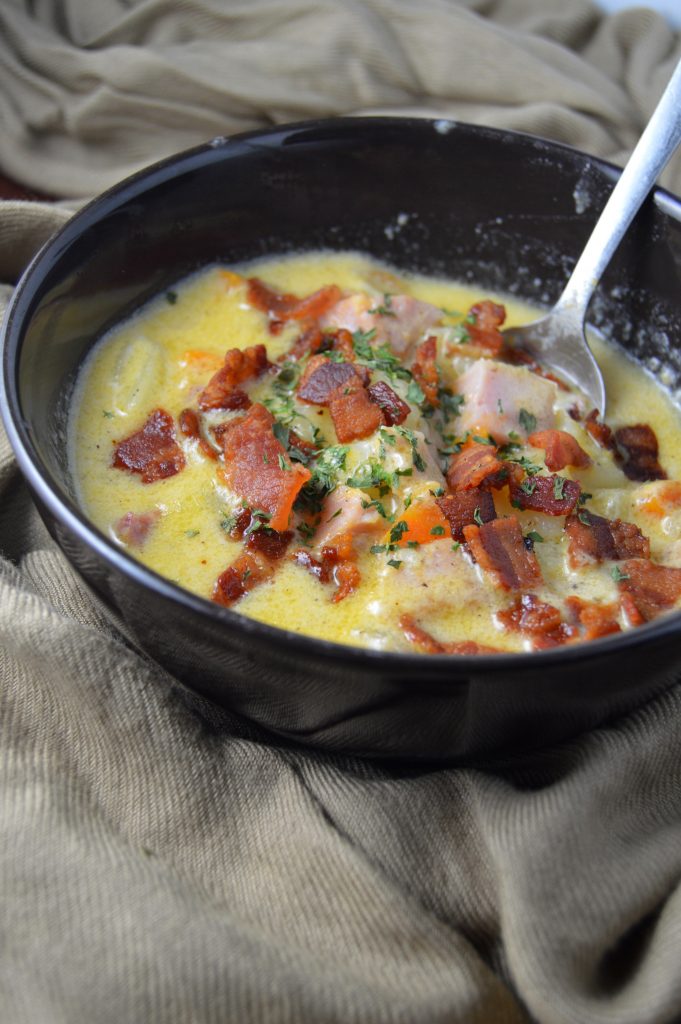 This soup is a great recipe to make to use up your leftover ham. So cheesy and comforting.