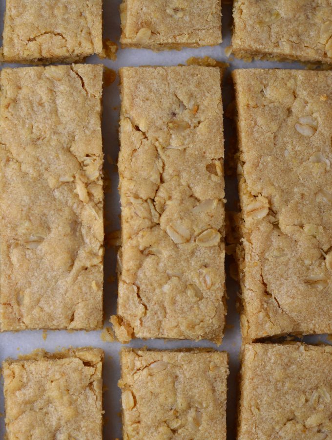 Oat Bars that are packed with peanut butter for some extra protein. Perfect grab and go breakfast, or snack.