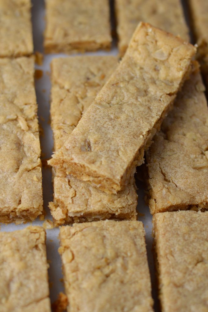 Oat Bars that are packed with peanut butter for some extra protein. Perfect grab and go breakfast, or snack.