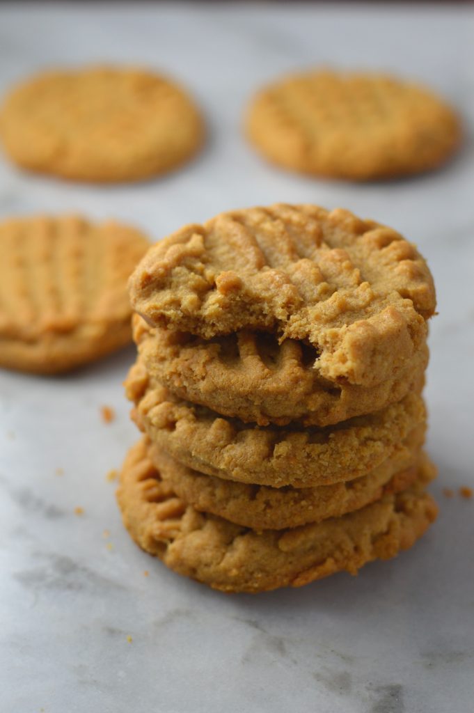 Easy Peanut Butter Protein Cookies, made with whey protein. A super simple recipe made with 4 ingredients that really packs in the protein.