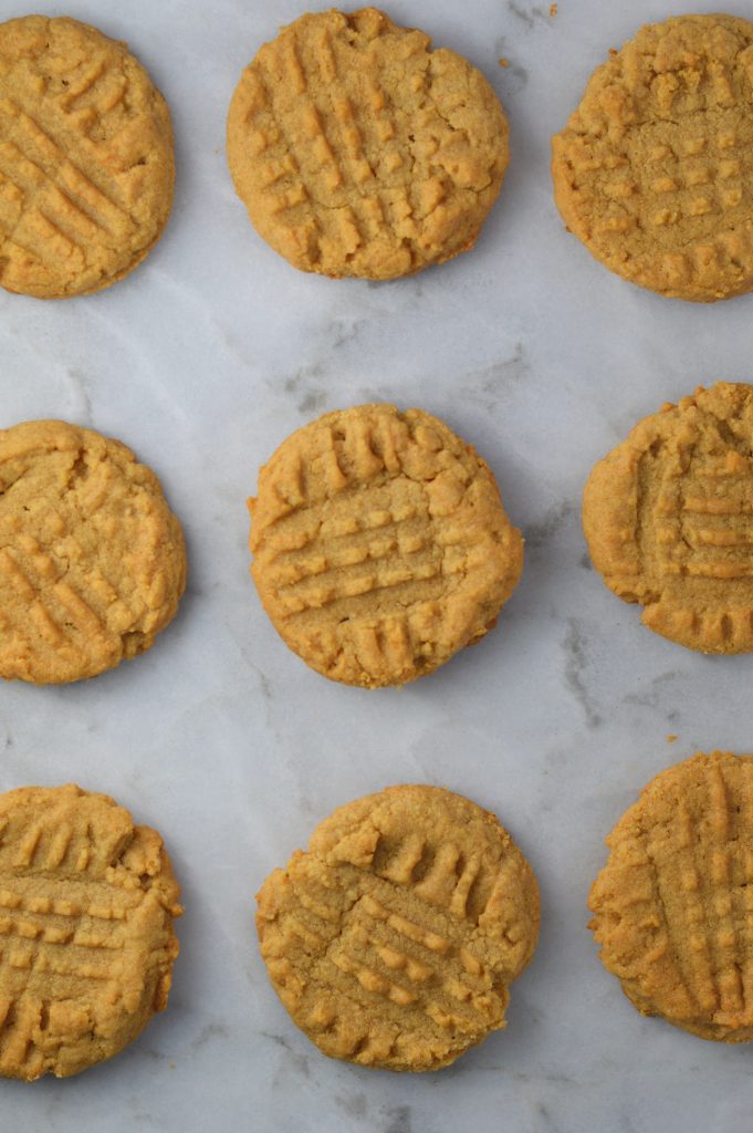 Easy Peanut Butter Protein Cookies, made with whey protein. A super simple recipe made with 4 ingredients that really packs in the protein.